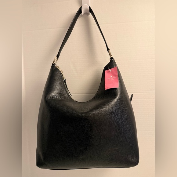 Kate Spade New York Zippy Large Shoulder Bag Black Pebbled Leather NWT - Picture 4 of 12